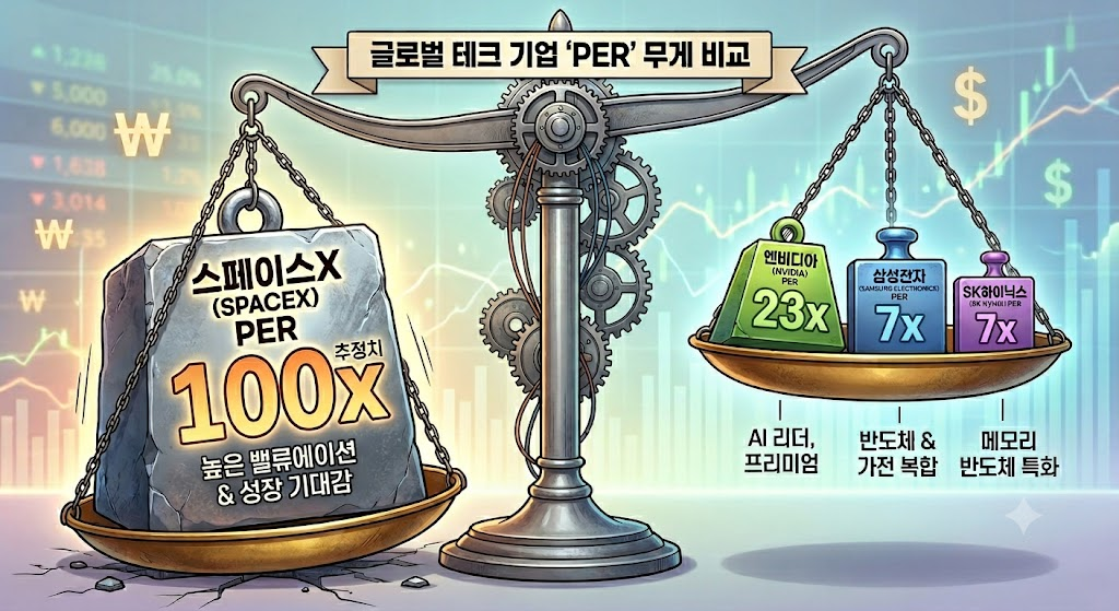 스페이스X 상장 기업가치와 반도체 대장주 PER 비교 분석)